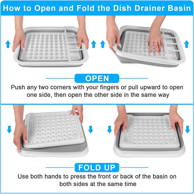 Seropy Collapsible Dish Drying Rack Portable Dish Drainers for Kitchen Counter with Drainboard, Kitchen Sink Organizer Basket RV Accessories Camper Storage and Organization Dish Rack Over Sink Drying Rack - Image 3
